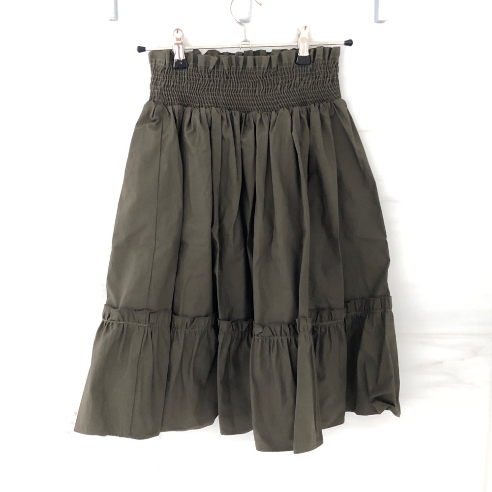 Kate By Laltramoda Khaki Green Ruched Skater Skirt